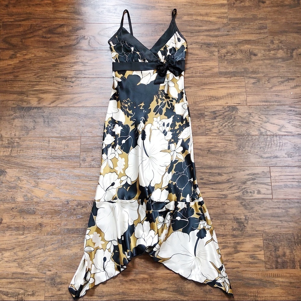 vintage • Y2K Forever 21 slip dress silky midi handkerchief hem bias floral - Picture 4 of 14